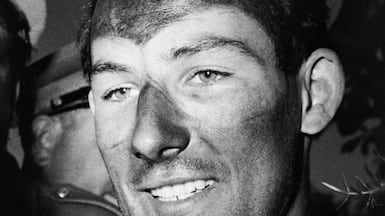 British racing driver Stirling Moss soon after winning the historic Mille Miglia endurance race in Italy on May 1, 1955. AFP