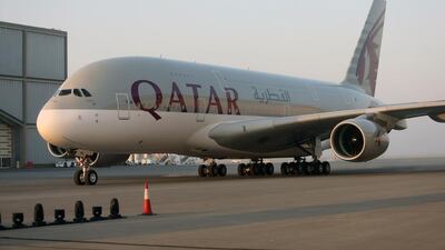 A Qatar Airways Airbus A380 at Hamad International Airport in Doha. AFP