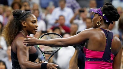 Serena Williams, left, and sister Venus, right, will compete in a one-off match at the 2018 Mubadala World Tennis Championship. AP Photo