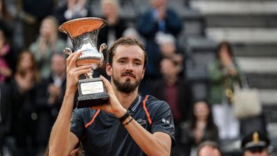 Daniil Medvedev of Russia after beating Holger Rune of Denmark in the Italian Open final in Rome on May 21, 2023. EPA
