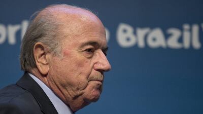 Sepp Blatter shown at a press conference in Sao Paulo, Brazil on June 5, 2014. Andre Penner / AP