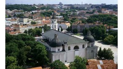 A bird's-eye view of the Old Town in Vilnius. The mix of architecture, cultures and languages tells the story of the Lithuanian capital through different periods in history. Getty Images