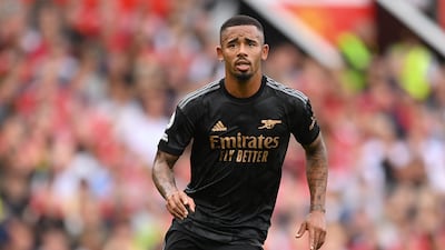 Gabriel Jesus of Arsenal in action during the Premier League match against Manchester United at Old Trafford on September 4, 2022 in Manchester, England. United won the match 3-1. Getty Images