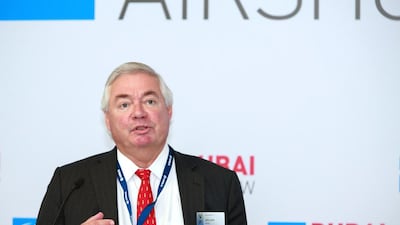 Airbus sales chief John Leahy meets the press the second day of the Dubai Airshow. Victor Besa for The National