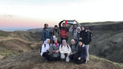 A group of 11 Emirati students travel to Iceland to learn about clean and sustainable energy. Courtesy Aysha AlRumaithi