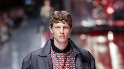 A model walks the runway at the fashion debut of the first co-ed Ferrari collection at Ferrari Factory on June 13, 2021 in Maranello, Italy. Getty Images
