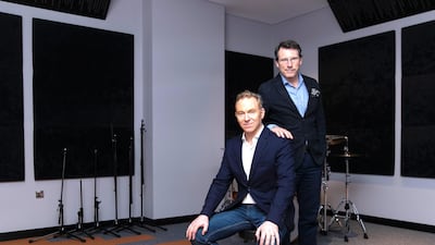 Wim Hoste, left, and Alex Broun are behind a new “live cinema” project called 'Don’t You Forget About Me', which will be performed at VOX Mall of the Emirates this week. Reem Mohammed/The National