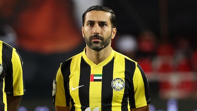 Kalba's Iranian international Saman Ghoddos lines up before kick-off. Chris Whiteoak / The National