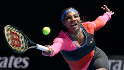 Serena Williams makes a forehand return to Anastasia Potapova. PA