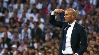 Real Madrid coach Zinedine Zidane on the touchline during the Uefa Champions League semi-final second leg. Kiko Huesca / EPA