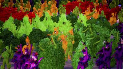 Dancing vegetables took the stage after the Rio Olympic flame was formally extinguished. Toby Melville / Reuters