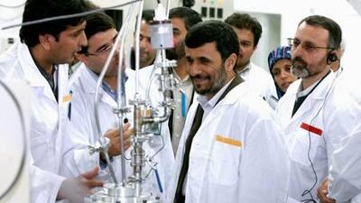 The Iranian President Mahmoud Ahmadinejad during a visit to Natanz uranium enrichment facilities about 300km south of Tehran.