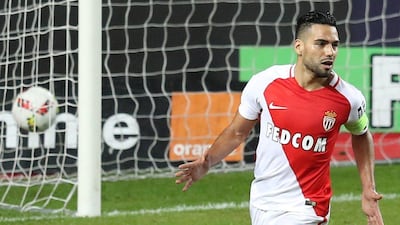 Monaco's Colombian forward Radamel Falcao celebrates after scoring against Nancy on November 5, 2016. Valery Hache / AFP