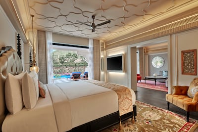 The room and suite interiors lean into a palace-inspired aesthetic. Photo: Fairmont