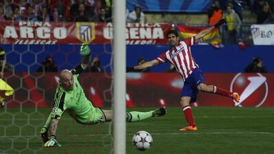 Diego Costa scored twice for Atletico Madrid against AC Milan on Tuesday night. Andres Kudacki / AP / March 11, 2014