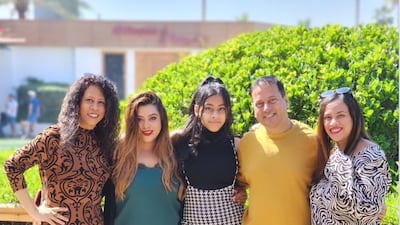 Karen Lobo, second left, is looking forward to celebrating Eid with family members from around the world. Photo: Karen Lobo