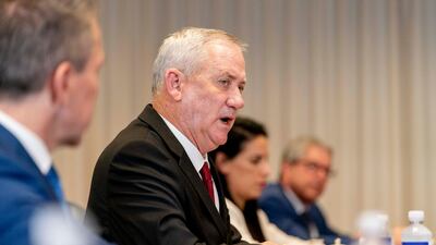 Israeli Defence Minister Benny Gantz. The US, Israel and UK blamed Iran for a lethal attack on an Israeli-managed tanker off the coast of Oman. AP