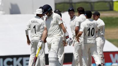 England captain Joe Root walks from the field after losing his wicket. AP