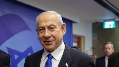 Israeli Prime Minister Benjamin Netanyahu arrives to lead a weekly cabinet meeting in Jerusalem. EPA