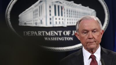 US attorney general Jeff Sessions recused himself from an investigation into Russian interference in the 2016 US presidential election, in the latest embarrassment to the Trump administration over alleged links to Moscow. Win McNamee / Getty Images / AFP / March 2, 2017