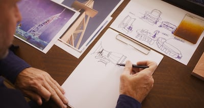 Sketches of the Jumeirah Burj Al Arab restoration project by French interior architect Tristan Auer. Photo: Jumeirah