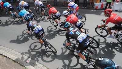 Riders in Saint-Aignan during Stage 6 - a 160.6km ride from Tours to Chateaurox.