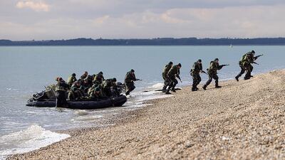 Undated handout photo issued by the Ministry of Defence (MOD) of Ukrainian marines being trained in the UK. Nearly 1,000 Ukrainian marines will soon return home, after a six-month training period with British forces. Issue date: Friday August 11, 2023. PA Photo. See PA story DEFENCE Ukraine. Photo credit should read: LPhot Mark Johnson/UK MOD Crown copyright/PA Wire NOTE TO EDITORS: This handout photo may only be used in for editorial reporting purposes for the contemporaneous illustration of events, things or the people in the image or facts mentioned in the caption. Reuse of the picture may require further permission from the copyright holder.