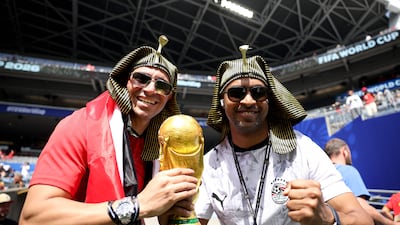 Forty-eight national football teams are in the US, Canada and Mexico for the opening stages of the Fifa World Cup 2026 and their fans are making a huge splash of colour and character at matches. Here Egypt fans arrive for the Pharaohs' Group G match with Belgium at Seattle Stadium in Seattle, Washington state. AFP