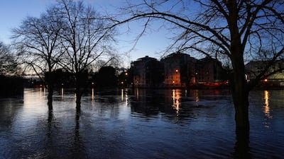 The River Ouse in York floods as rain and recent melting snow raise river levels. Getty Images