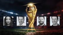 From left, The National's Mina Rzouki, football correspondent and author Andy Mitten, sports editor Steve Luckings and business correspondent Kyle Fitzgerald discuss the World Cup