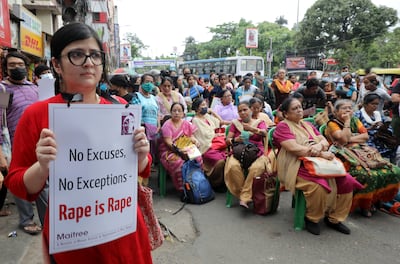 A protest against 'rape culture' and violence against women, in Kolkata, India, last month EPA