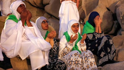 Prayers at dawn on Mount Arafat, about 20km south-east of Makkah, Saudi Arabia. AFP