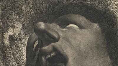 William Blake's Head of a Damned Soul, circa 1789-90. Hunterian Art Gallery, University of Glasgow