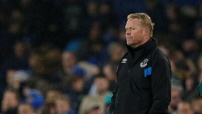 Everton manager Ronald Koeman watches on during his side's Europa League defeat to Lyon on Thursday. Andrew Yates / Reuters