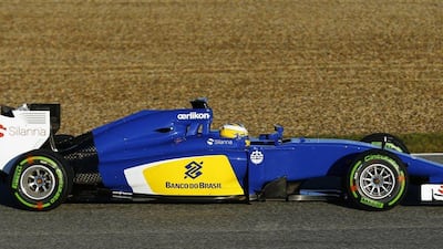 Sauber's Marcus Ericsson drives the team's new C34 during winter testing in Jerez on Sunday. Marcelo del Pozo / Reuters