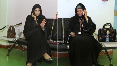 A file combo made up of two pictures taken on May 10, 2011 shows Sheikha Jufairi (R) and Fatma Al Kuwari in Doha. Ms Al Kuwari and Ms Jufairi have been elected by the Qataris as the first women voted onto the Gulf emirate's only directly elected body, the Central Municipal Council, officials announced on May 14, 2015. AFP Photo