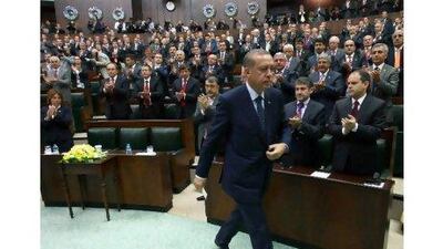 Turkish prime minister Recep Tayyip Erdogan yesterday after he addressed members of his ruling Justice and Development Party at the parliament in Ankara. ADEM ALTAN / AFP PHOTO