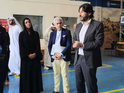 Reem Al Hashimy, Minister of State for International Co-operation, tours Dubai Humanitarian on Friday. Mohamad Ali Harisi / The National