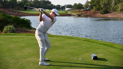Matthew Fitzpatrick of England tees off on the 18th hole on Thursday. Getty