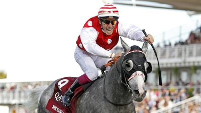 Sir Bani Yas, ridden by Jean-bernard Eyquem, shown winning the International Stakes Goodwood on August 1. Steven Cargill / Racingfotos.com