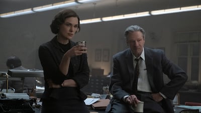 (L-R): Keira Knightley as Loretta McLaughlin and Chris Cooper as Jack MacLaine in Boston Strangler. Photo: Century Studios