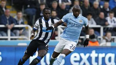 Newcastle midfielder Moussa Sissoko in action with Manchester City defender Eliaquim Mangala. Andrew Yates / Reuters