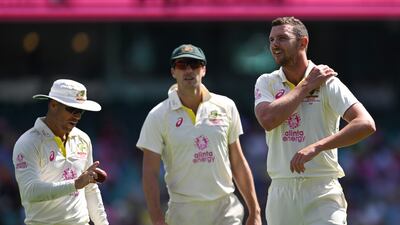 Australia's Josh Hazlewood, right, has been ruled out of the World Test Championship final against India. EPA