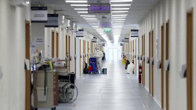 Dubai Parks and Resorts field hospital opened in late April but will now close after discharging its last patients. Chris Whiteoak / The National