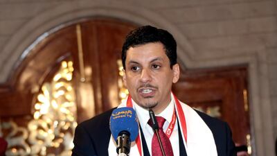 Ahmed bin Mubarak, Yemen's ambassador to the US since 2015, speaks at the conclusion of Yemen's National Dialogue Conference in Sanaa on January 24, 2014, months before the capital was overrun by Houthi rebels. EPA