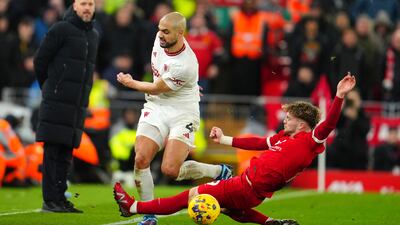 (On for Nunez, 78’): Having provided the winner against Palace, Elliott was unable to aid Liverpool on this occasion. AP