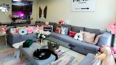 Ms Farooq has decorated the apartment in shades of pink and white