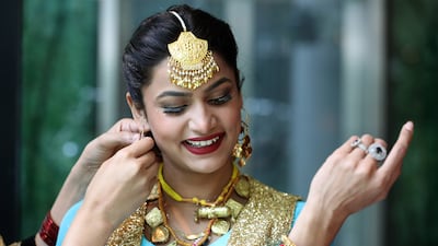 A dancer getting ready for the event.