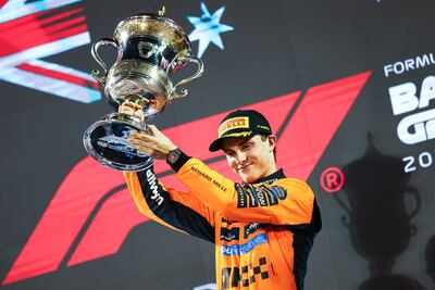 Race-winner Oscar Piastri wears a Richard Mille watch on the podium at the Bahrain Grand Prix. Photo: Richard Mille
