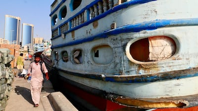 The dhows are now powered by diesel engines rather than sails.